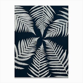 Blue Fern Leaves cyanotype Canvas Print