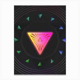 Neon Geometric Glyph in Pink and Yellow Circle Array on Black n.0175 Canvas Print