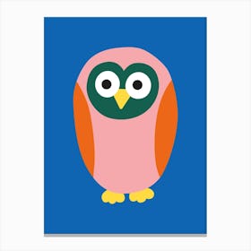 Sweet Little Owl Blue Canvas Print