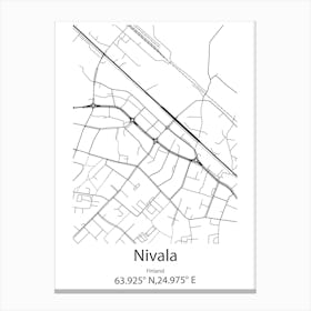 Nivala,Finland Minimalist Map Canvas Print