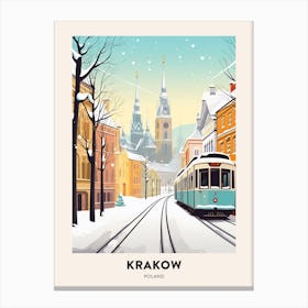 Vintage Winter Travel Poster Krakow Poland 4 Canvas Print