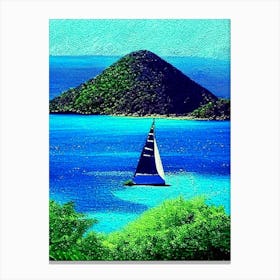 Tobago Cays Saint Vincent And The Grenadines Pointillism Style Tropical Destination Canvas Print