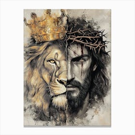 Jesus And Lion 1 Canvas Print