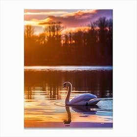 Swan At Sunset Canvas Print