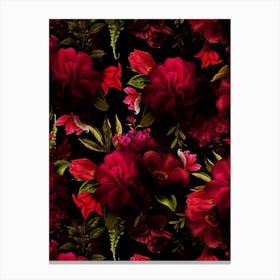 Dark Red Vintage Roses Canvas Print