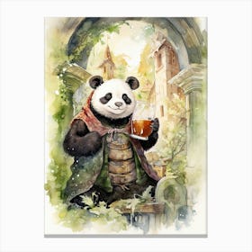 Panda Art Brewing Watercolour 1 Canvas Print