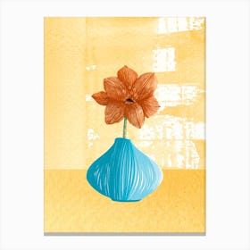 Flower In Blue Vase Canvas Print