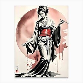 Stylish Geisha Japanese Art Canvas Print