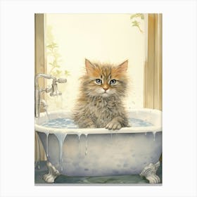 Laperm Cat In Bathtub Bathroom 3 Canvas Print
