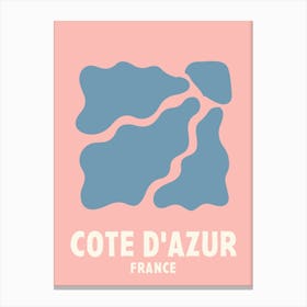 Cote D Azur, France, Graphic Style Poster 4 Canvas Print