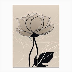 Line Art Lotus Flowers Illustration Neutral 9 Canvas Print
