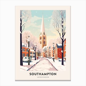 Vintage Winter Travel Poster Southampton United Kingdom 2 Canvas Print