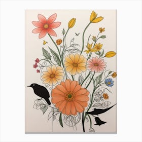 Luckycharms Flowers And Birds Canvas Print