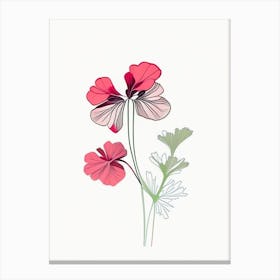 Geranium Floral Minimal Line Drawing 3 Flower Canvas Print