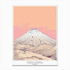 Popocatepetl Mexico Color Line Drawing 4 Poster Canvas Print
