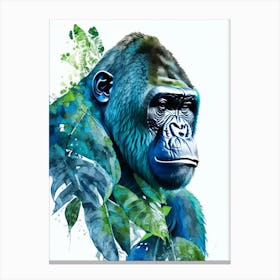Gorilla Eating Leaves Gorillas Mosaic Watercolour 2 Canvas Print
