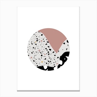 Terrazzo Pink Circle Canvas Print
