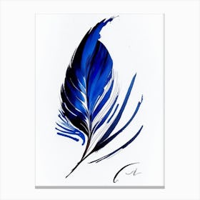 Quill And Ink 1 Symbol Blue And White Line Drawing Canvas Print