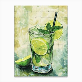 Mojito Watercolour Inspired 3 Canvas Print