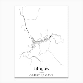 Lithgow,Australia Minimalist Map Canvas Print