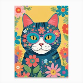 Cat With Flowers 5 Canvas Print