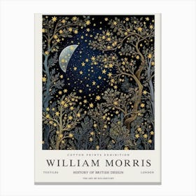 William Morris , Flowers Moon And Stars William Morris Style Art Print wall art Canvas Print