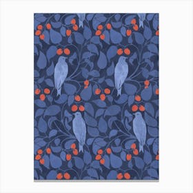 Blue Birds On A Branch 1 Canvas Print