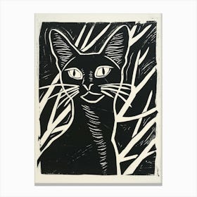 Abyssinian Cat Linocut Blockprint 4 Canvas Print