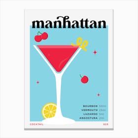 Manhattan in Blue Cocktail Recipe Canvas Print