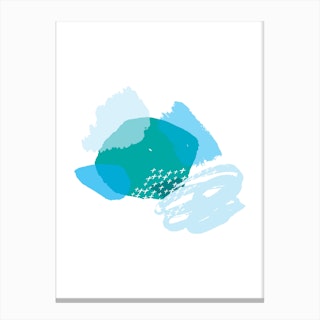 Abstract Teal and Blue Crazy Shapes Canvas Print