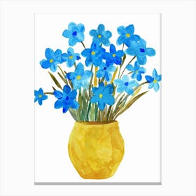 Blue Flowers In A Yellow Vase 1 Canvas Print