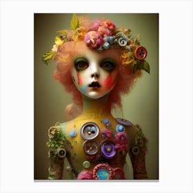 Enigmatic Doll Chronicles Psychedelic Fusion Of Elegance And Eeriness Canvas Print