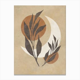 Moon And Leaves Canvas Print