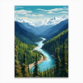 North Cascades National Park Retro Pop Art 8 Canvas Print