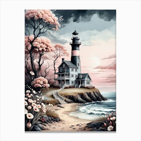 Pink Sky Lighthouse Canvas Print