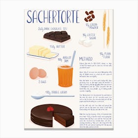 Sachertorte Recipe Illustration Canvas Print