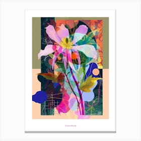 Columbine 1 Neon Flower Collage Poster Canvas Print