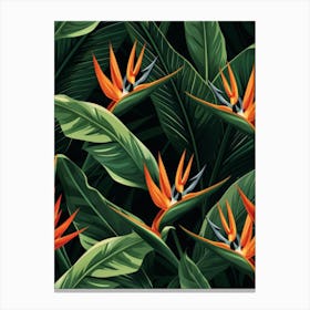 Bird Of Paradise Seamless Pattern 10 Canvas Print