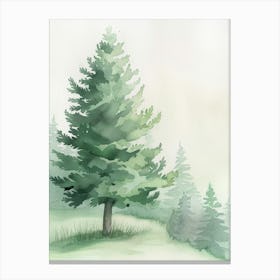 Spruce Tree Atmospheric Watercolour Painting 1 Canvas Print