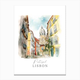 Portugal Lisbon Storybook 3 Travel Poster Watercolour Canvas Print