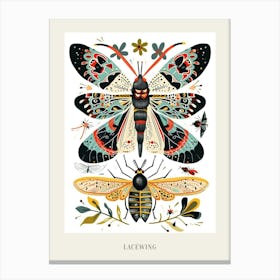 Colourful Insect Illustration Lacewing 7 Poster Canvas Print