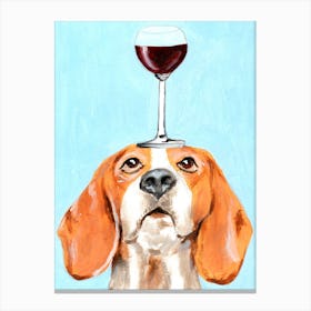 Beagle With Wineglass Canvas Print