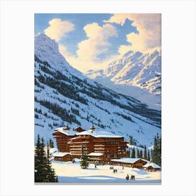 Courchevel, France Ski Resort Vintage Landscape 1 Skiing Poster Canvas Print