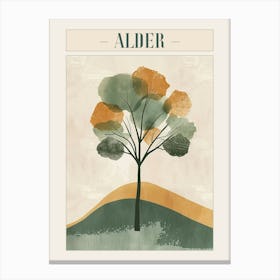 Alder Tree Minimal Japandi Illustration 3 Poster Canvas Print