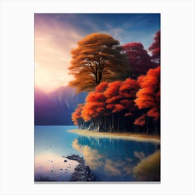 Autumn Trees By The Lake Canvas Print