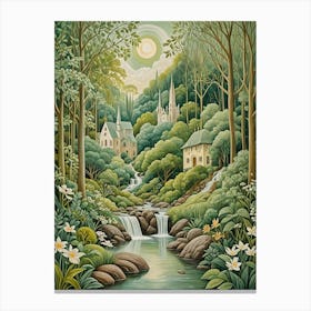 Forest Village In The Moonlight Canvas Print