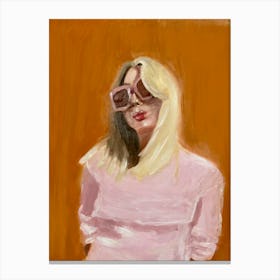 Girl In Pink Sunglasses Canvas Print