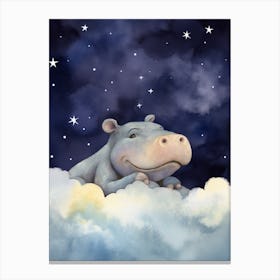 Baby Hippopotamus 2 Sleeping In The Clouds Canvas Print