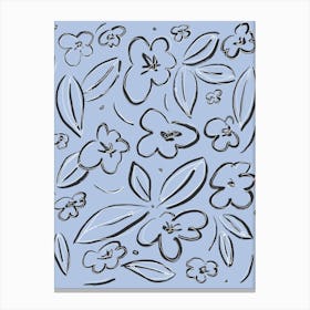 Flowery Sketch Blue Canvas Print