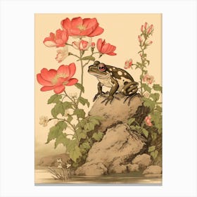 Vintage Japanese Frog Burrow 5 Canvas Print
